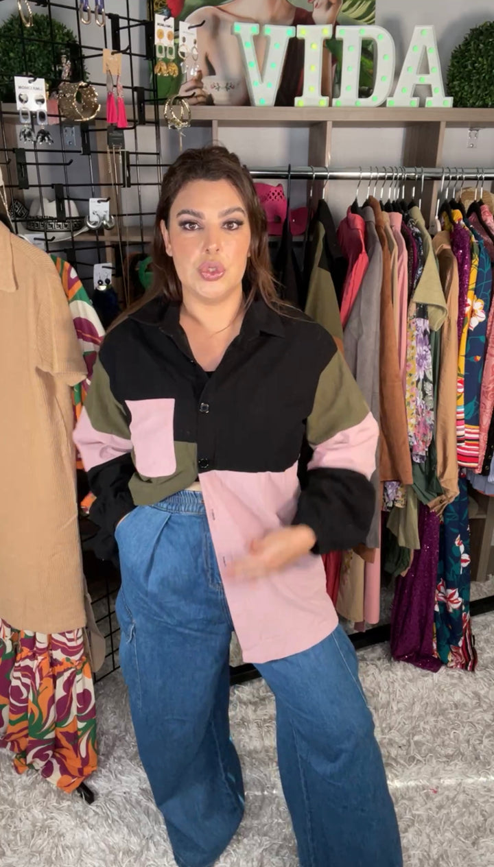 Camisa Rosa Verde y Negro 90's Shaket (#119)