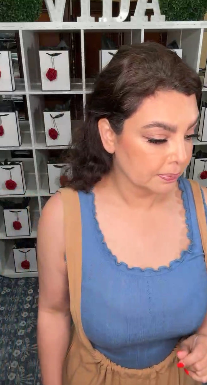 Blusa Azul Scalloped Stretch (#104)