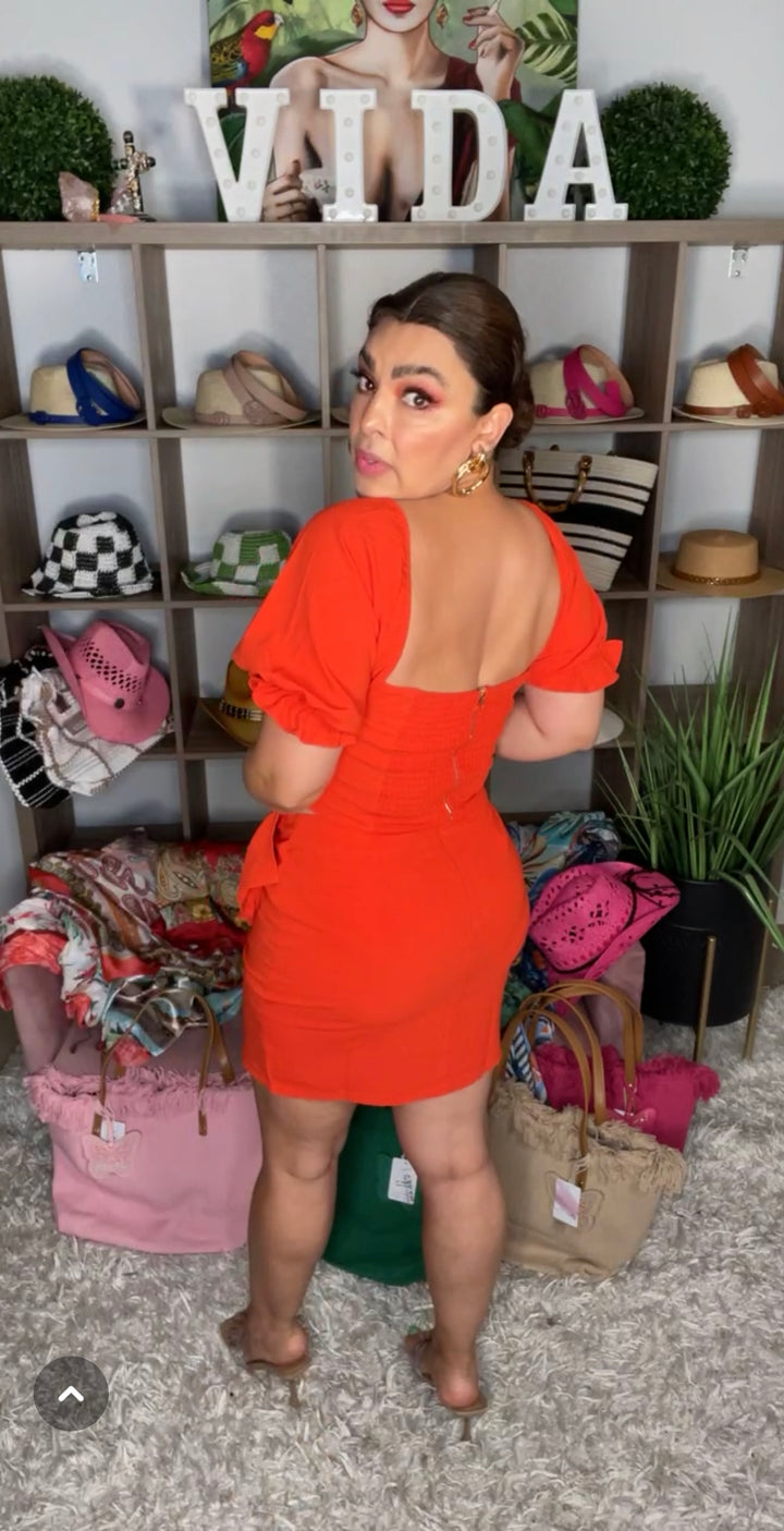 Set Latiste Naranja Fuego Ruffles Chic (#157)