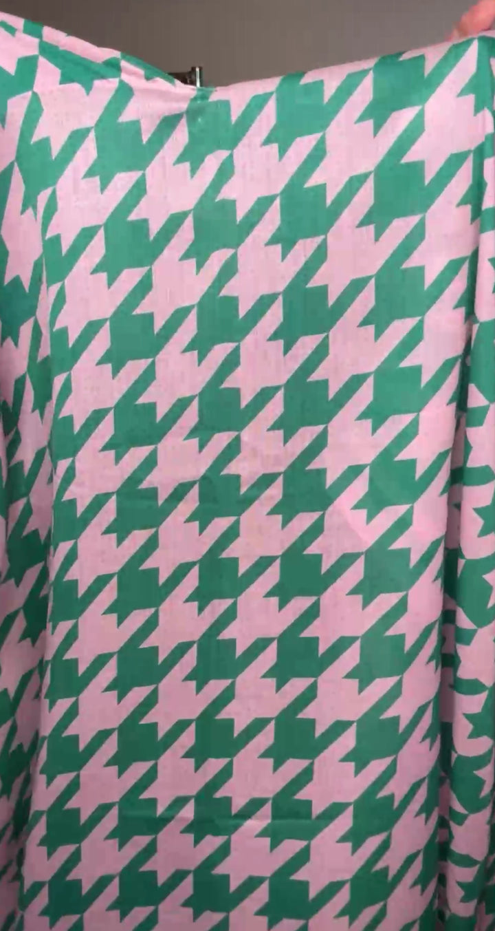Blusa Rosa Y Verde Infinity Pata De Gallo Extra Larga O/S (#150)