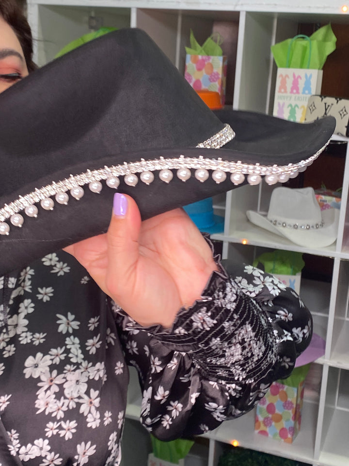 Sombrero Negro Perla y Diamante Western (#139)