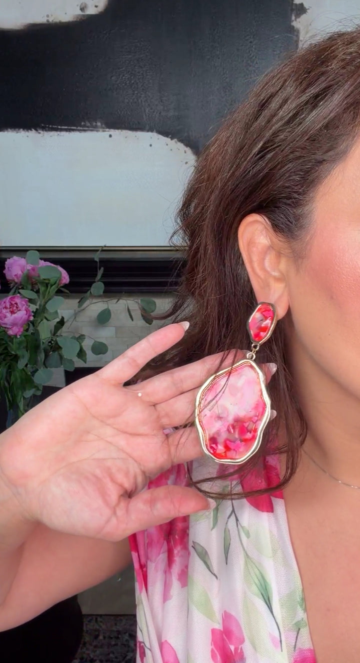 Arete rosa y dorado XL (