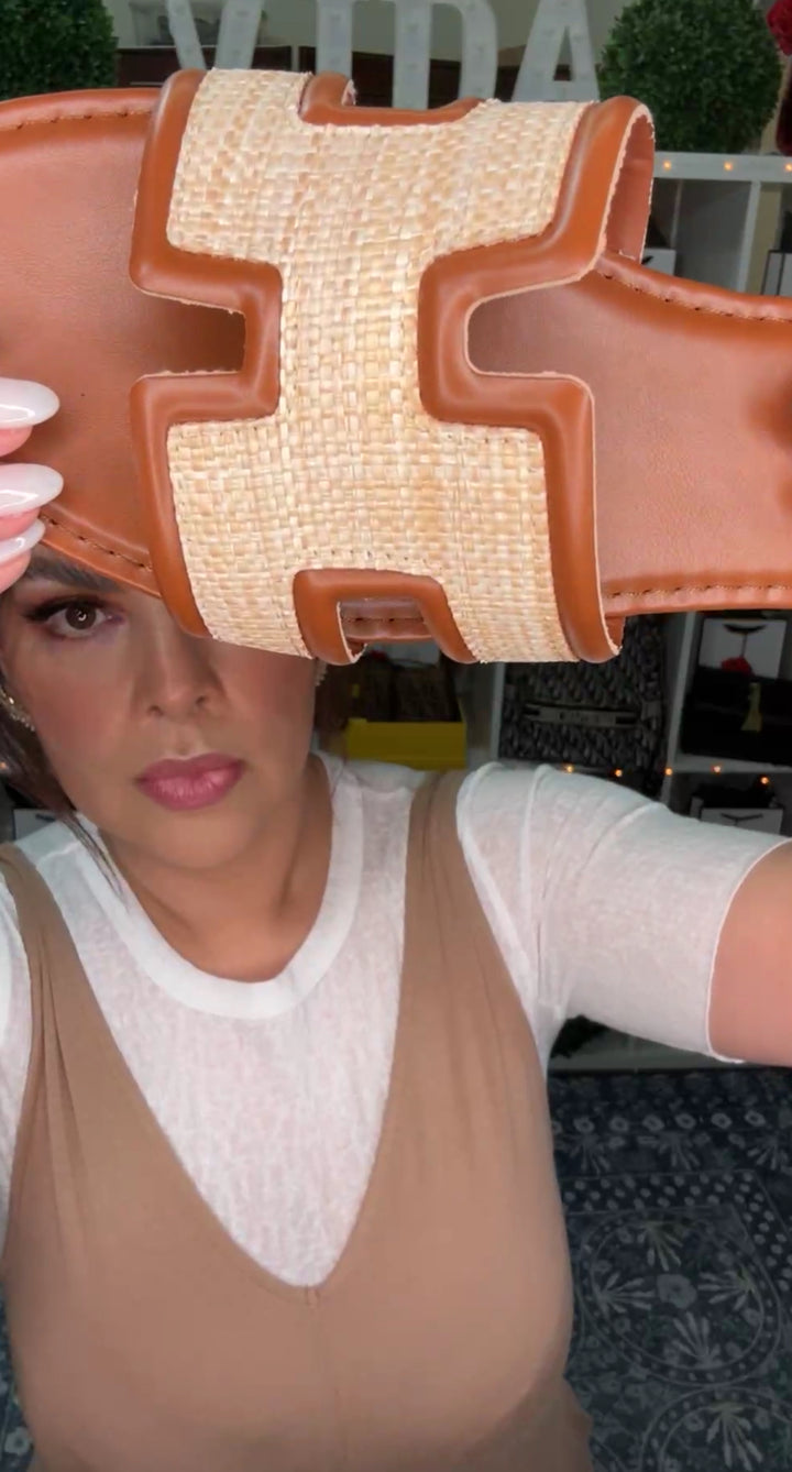 Sandalia Camel y Beige Herm (#293)