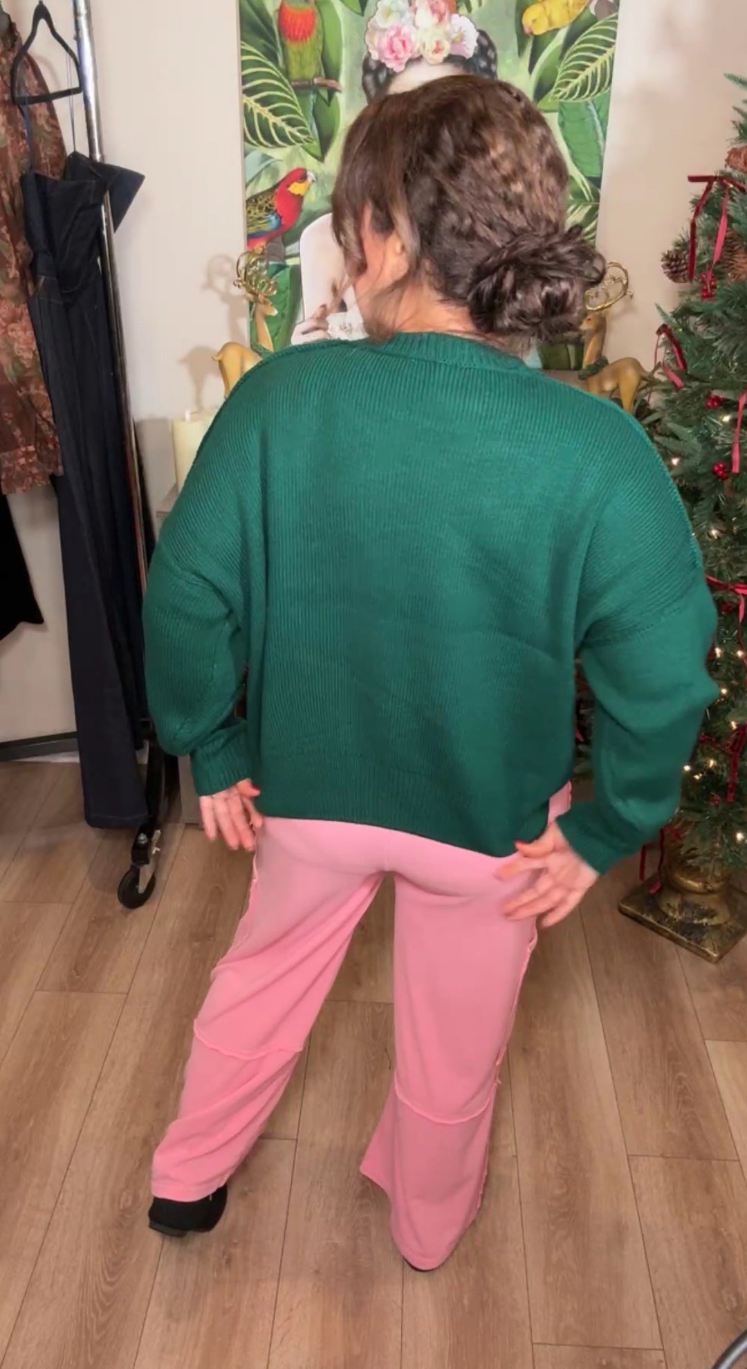 Sweater verde árbol de punto (#143)