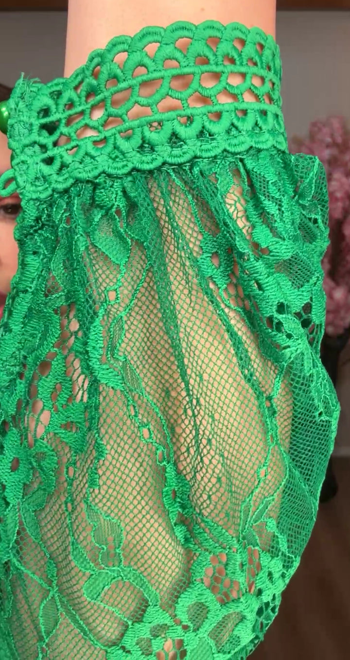 Duster Verde Esmeralda Encaje (#133)