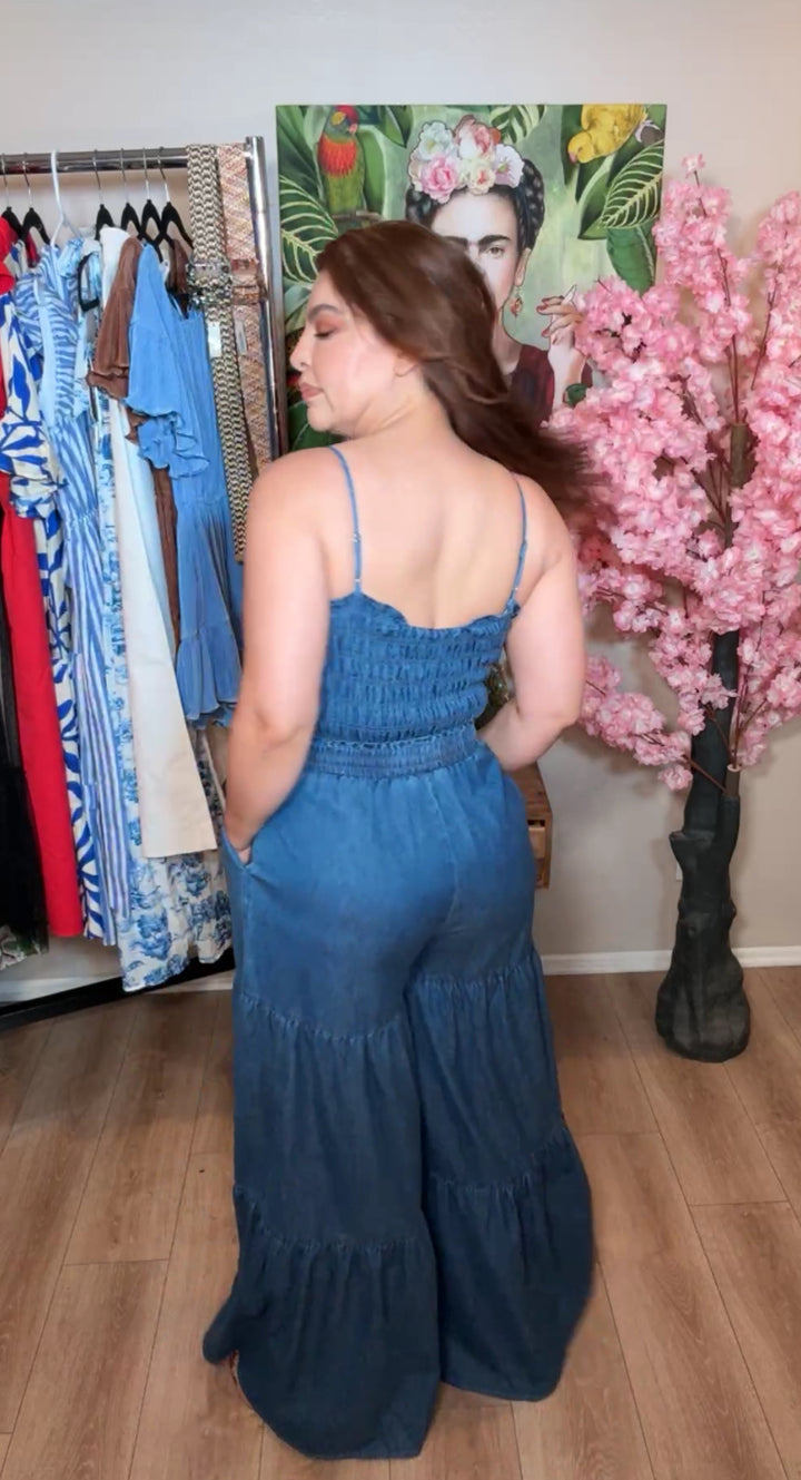 Enterizo Azul Mezclilla Bohemio Top Stretch Palazzo (#130)