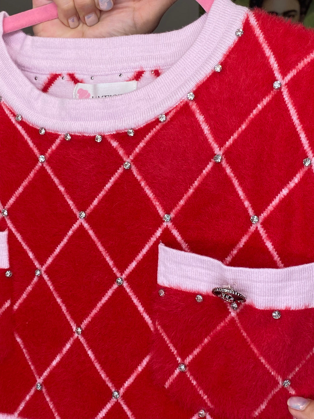Vestido Latiste Rojo y Rosa Pedreria Furry (#209)