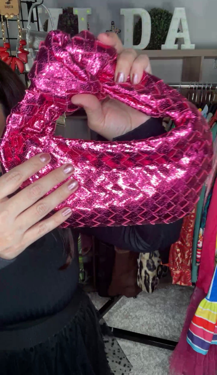 Bolsa Rosa Fuschian Nudo y Trenza (#184)