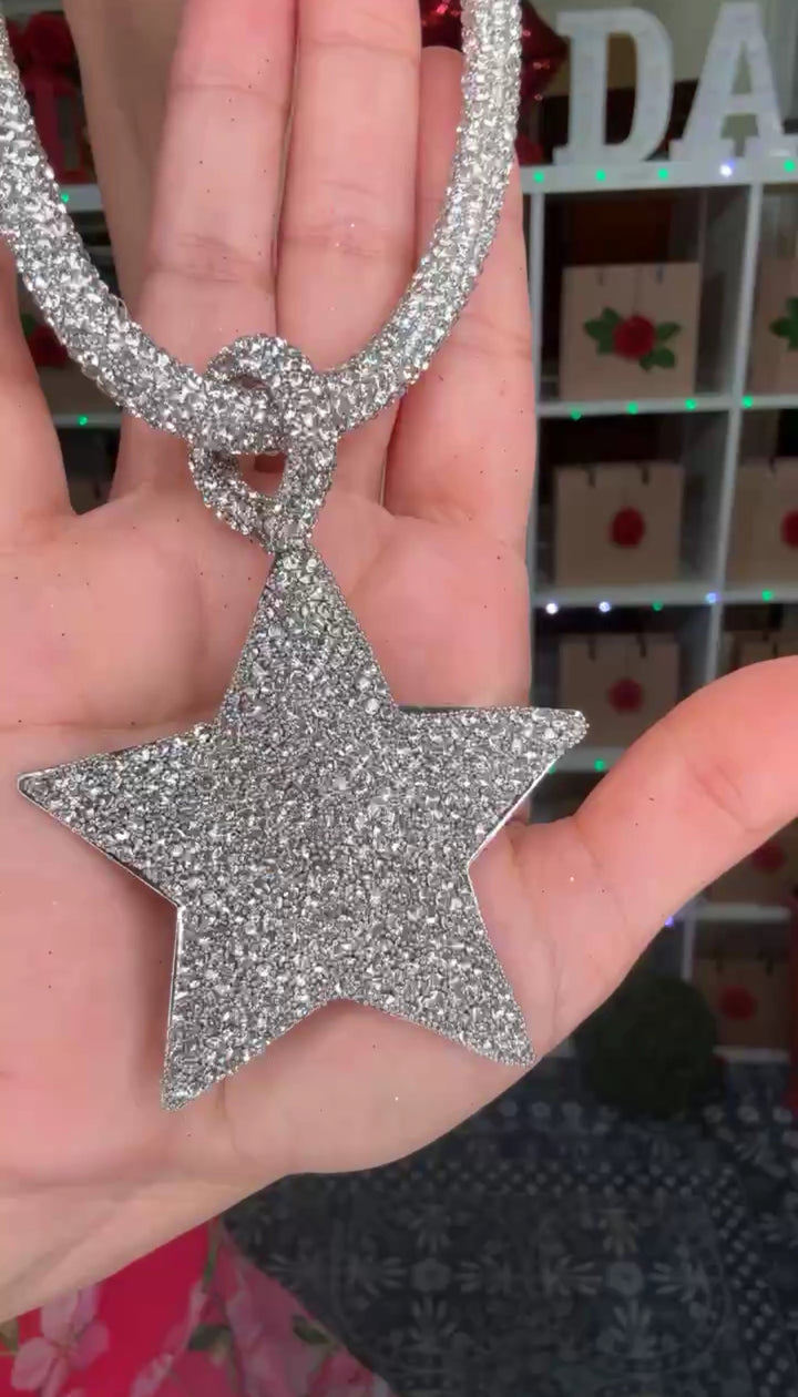 Collar Plateado Estrella Swarovsky Clear (#234)