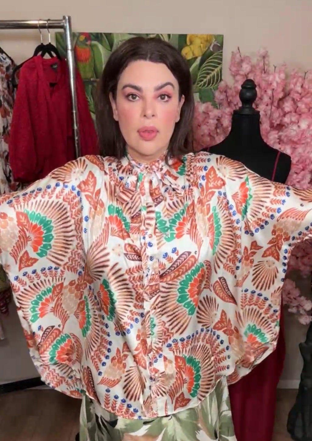 Top beige satinado multi boho (#135)