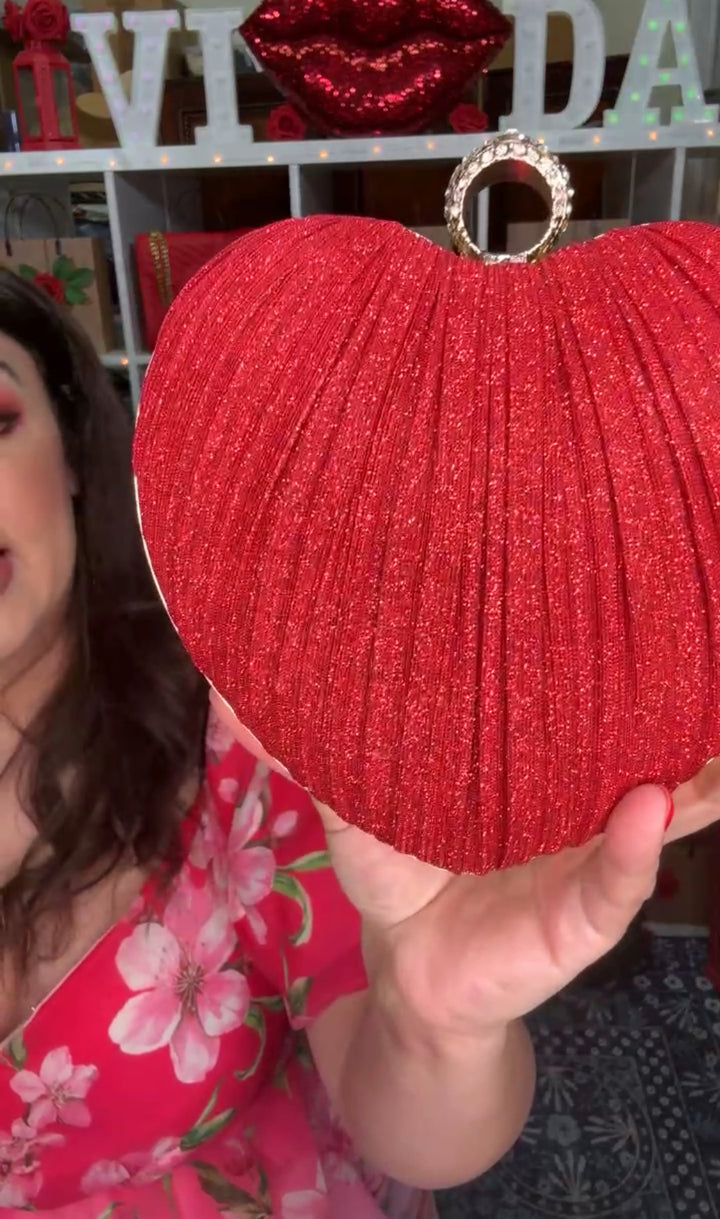 Bolsa Roja y Dorado Corazon Glitter (#116)
