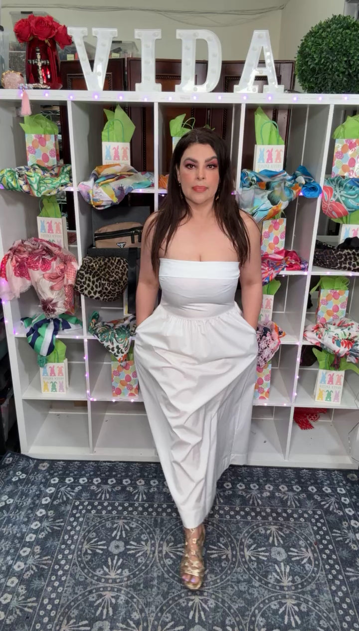 Vestido Blanco Algodon Strapless (#123)