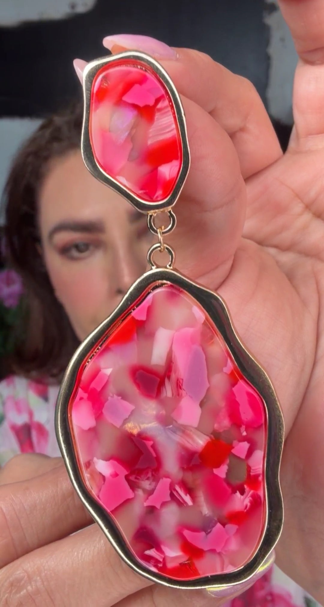 Arete rosa y dorado XL (