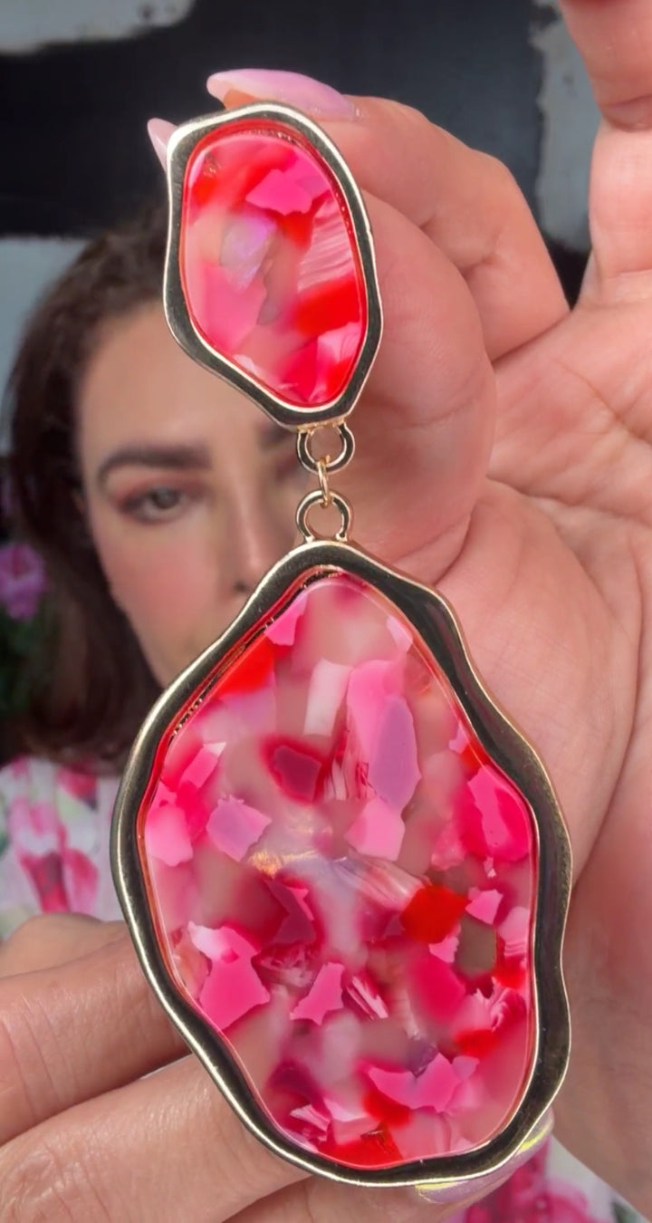 Arete rosa y dorado XL (