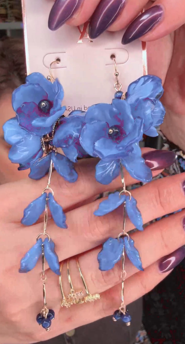 Arete Azul XL Petalos (#103)