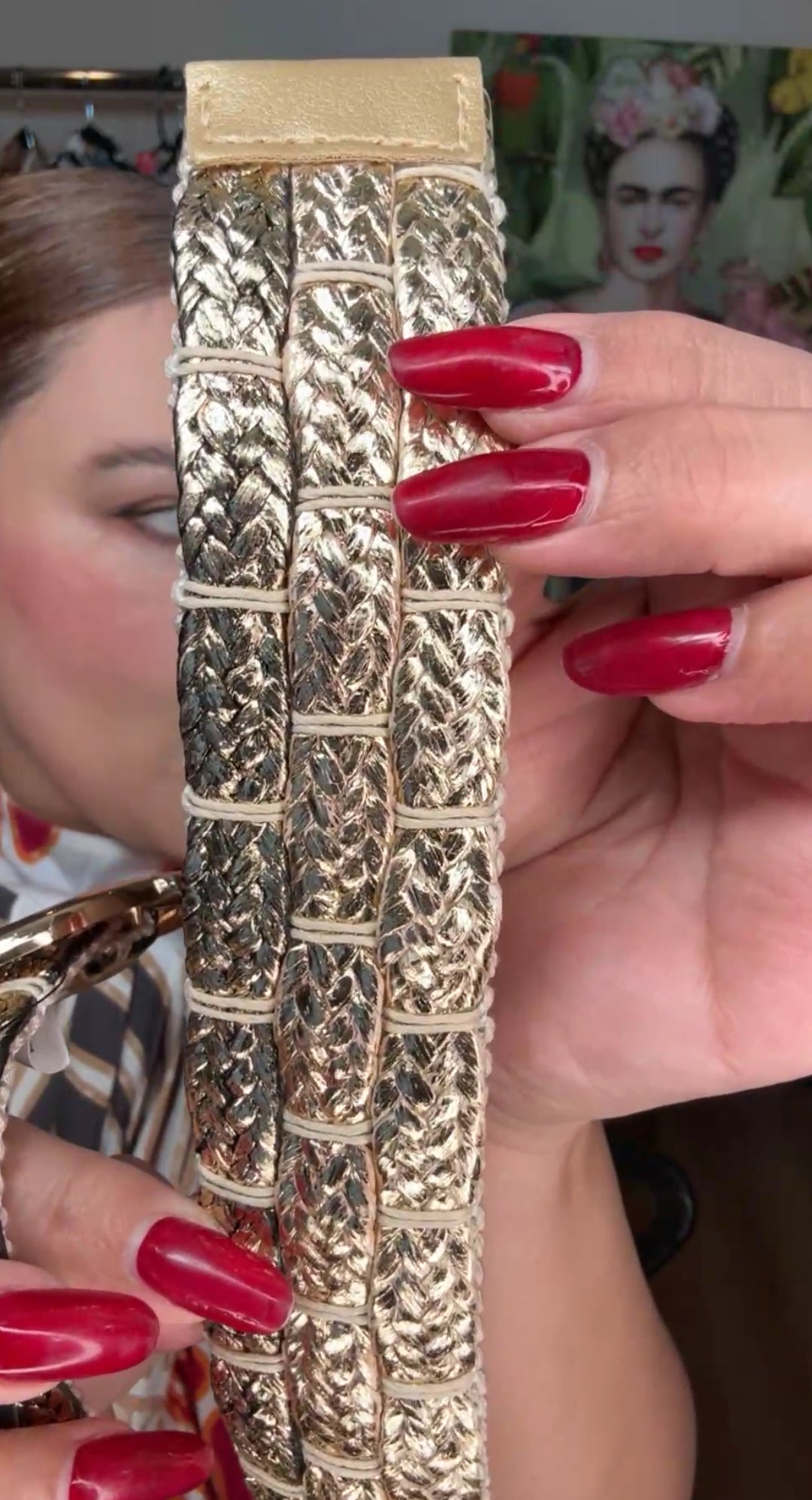 Cinto Dorado Y Negro Mix Rafia Luxury Hebilla Dorada (#113)