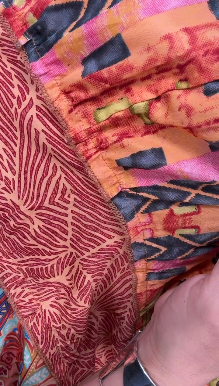 Vestido Naranja Cintura Stretch Bohemio Maxi (#129)