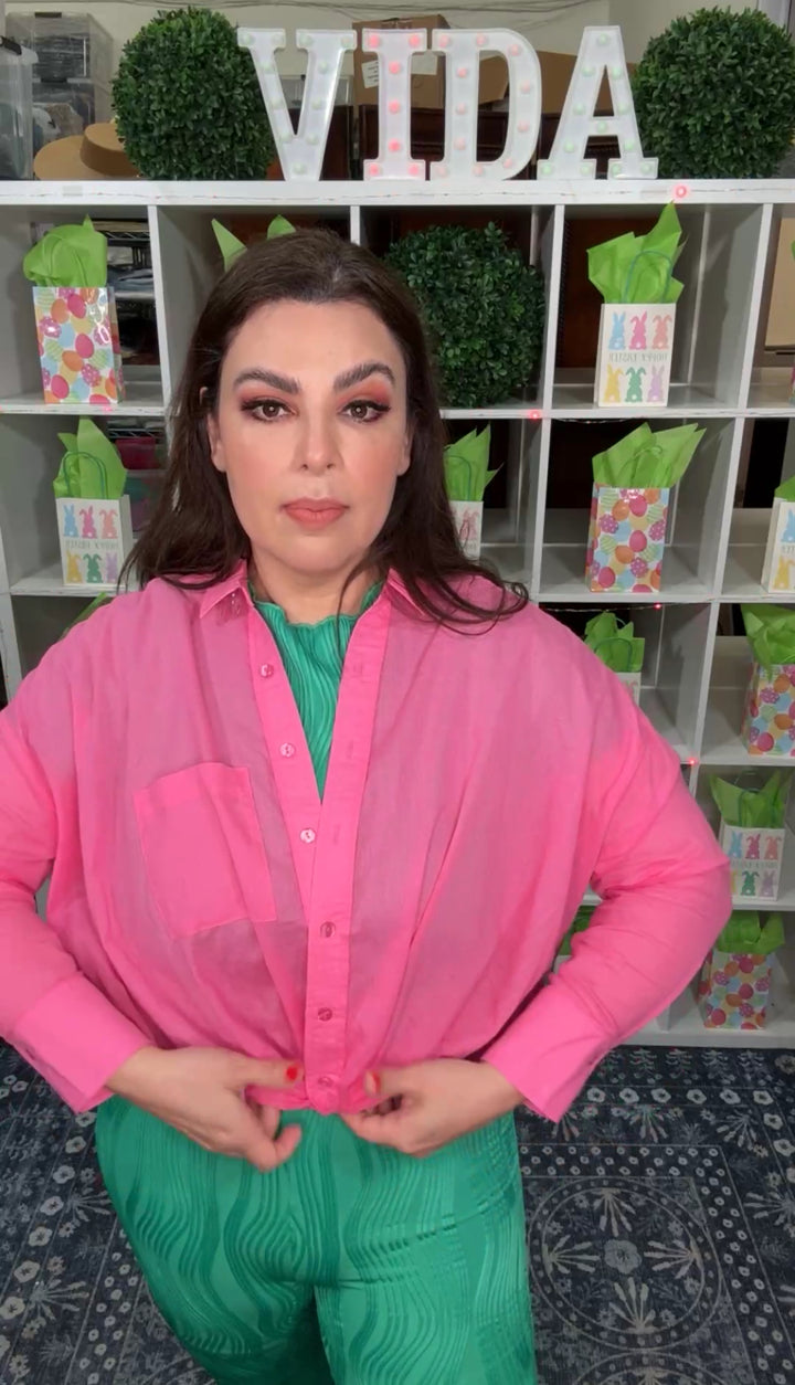 Camisa Rosa Nudo al Frente (#109)