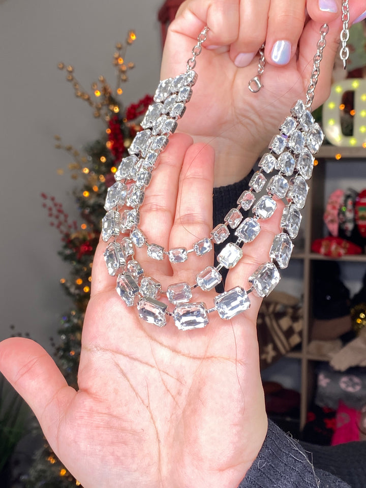 Collar Plateado 3 Tiras Chunky