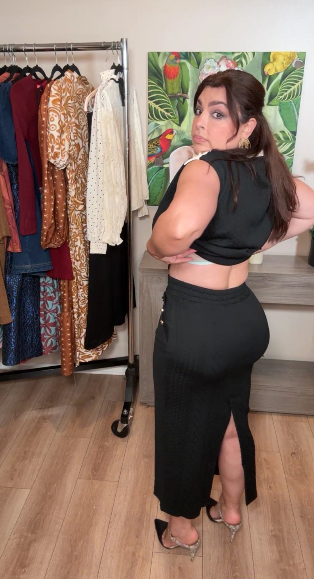 Set Negro Tejido Marinero Franja Blanca Falda Y Blusa (#129)