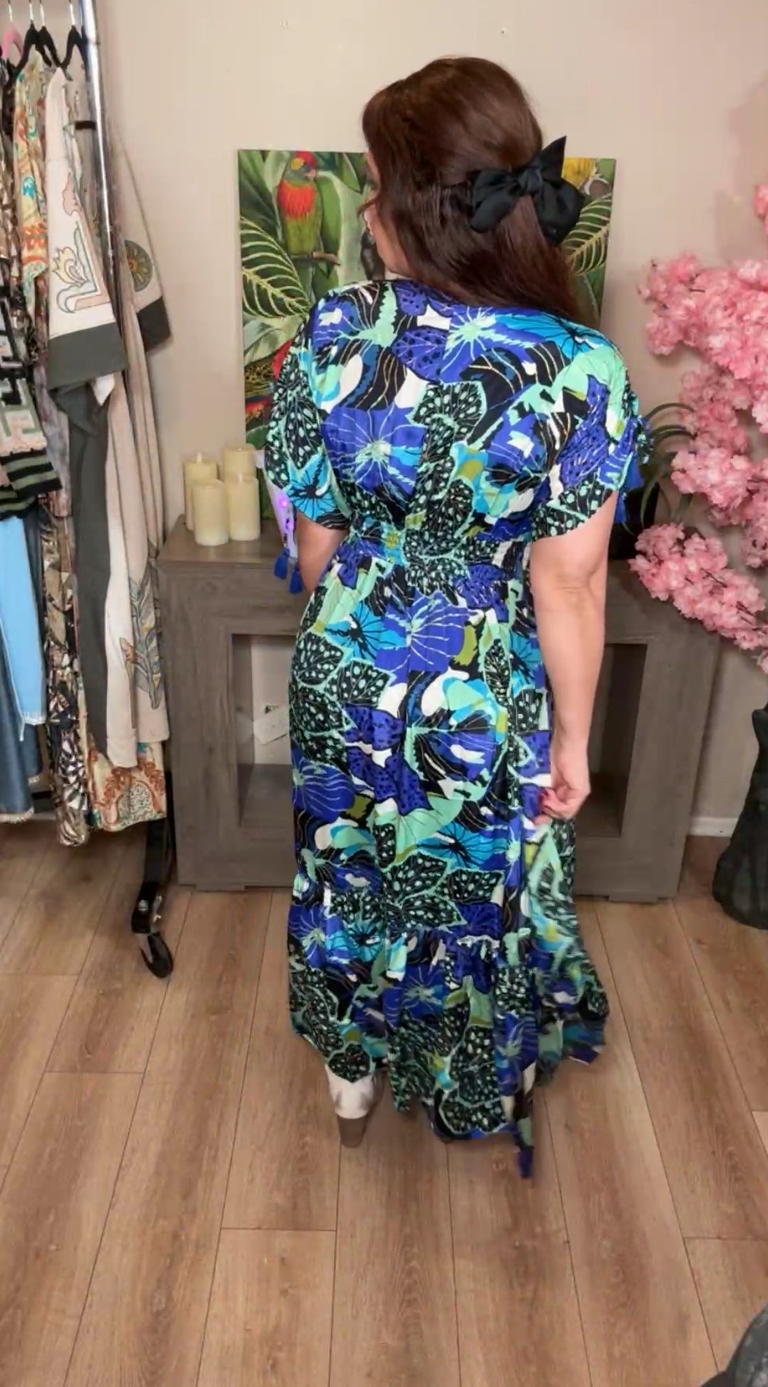 Vestido azul rey con oro flowy estilo moroccan (#135)