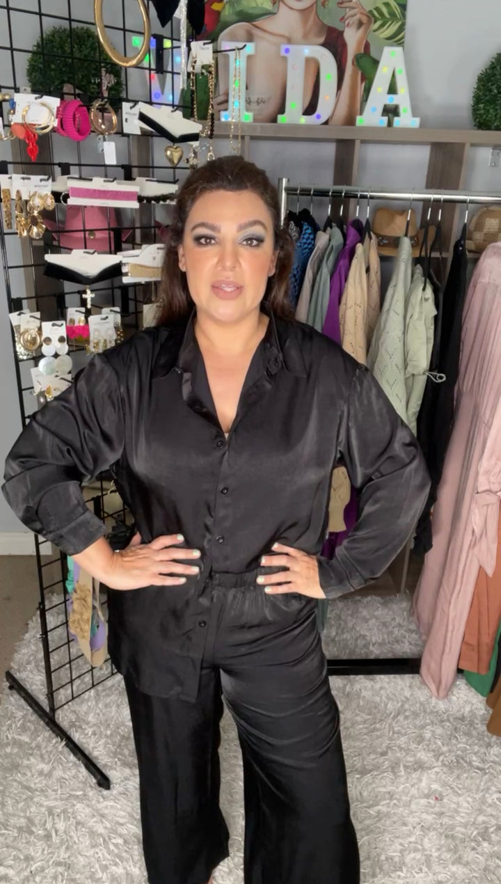Set Negro Satidnado Camisa y Palazo (#175)
