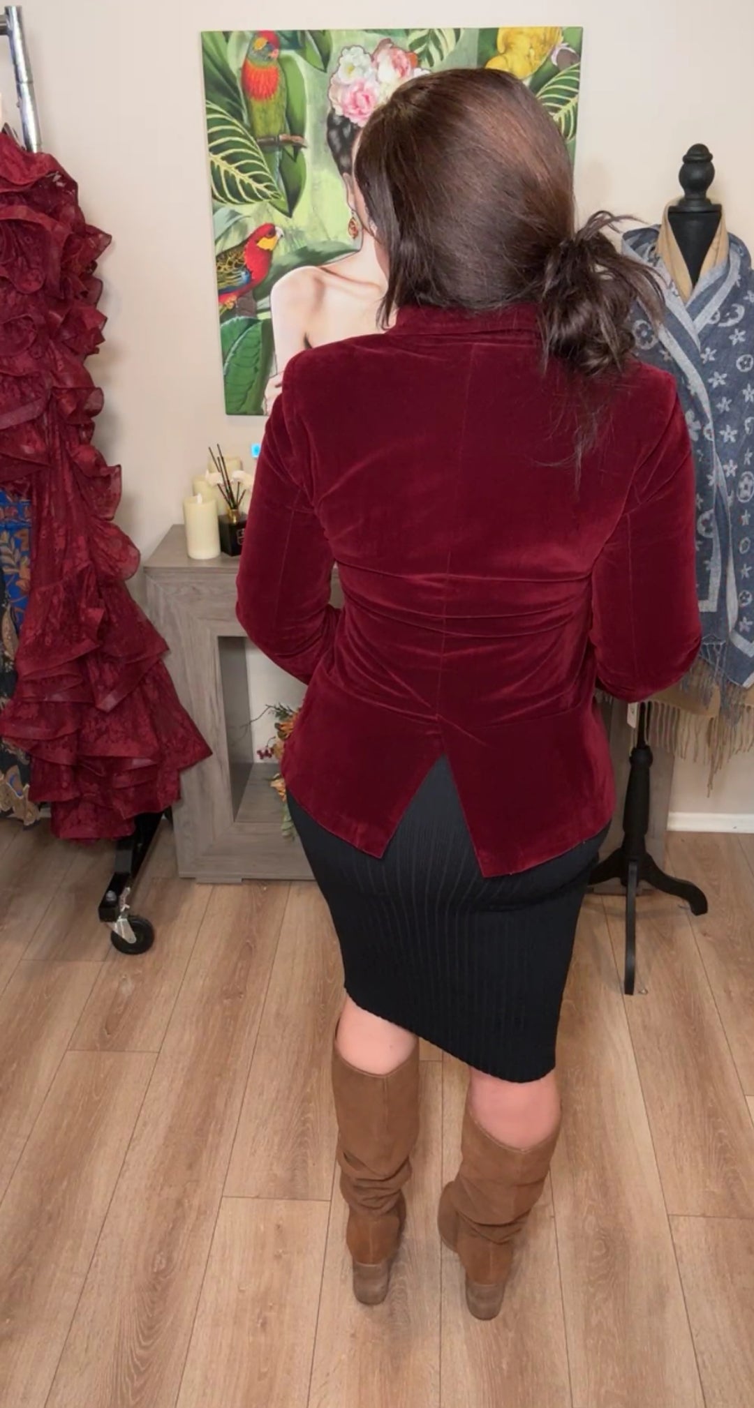Blazer vino velvet botón oro antiguo (#108)