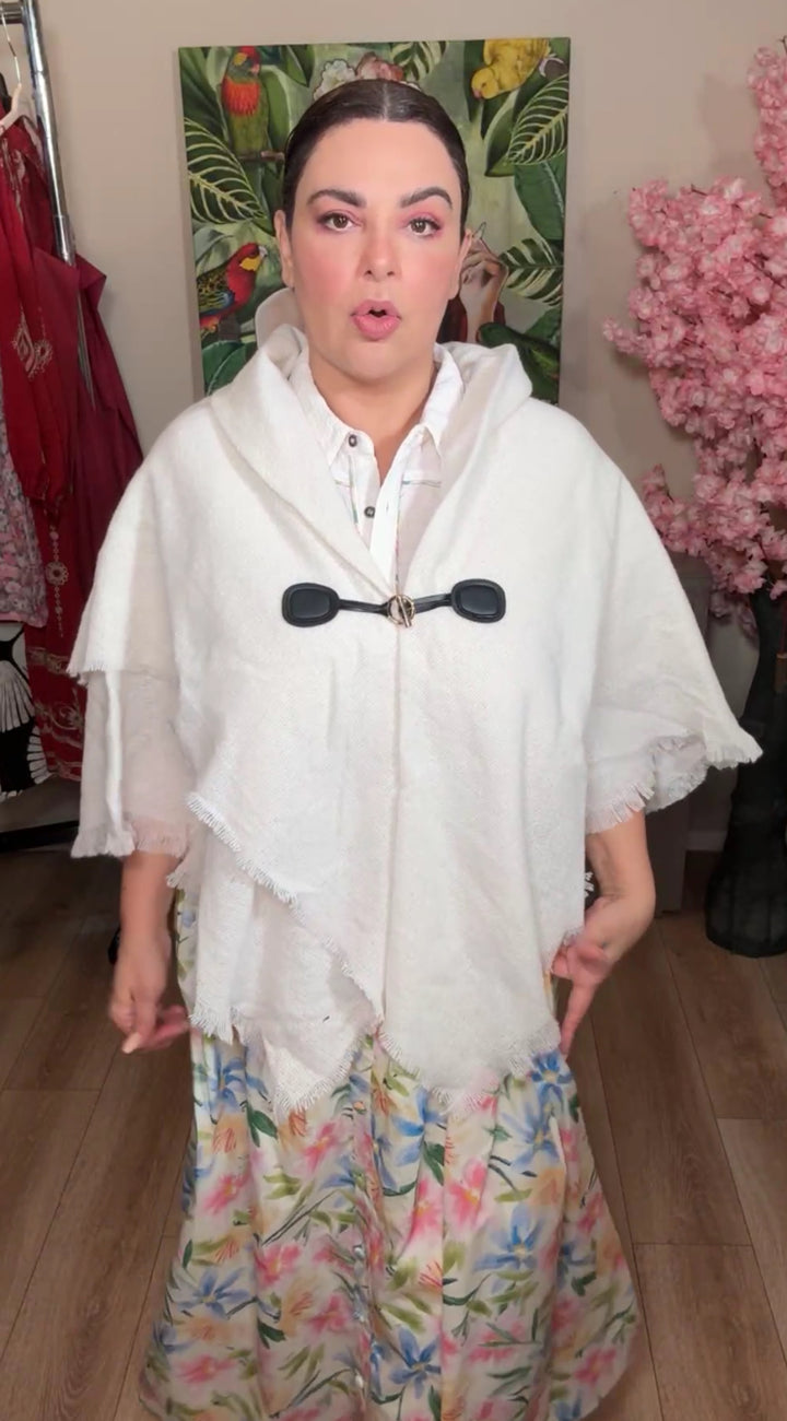 poncho beige cierre piel (#133)