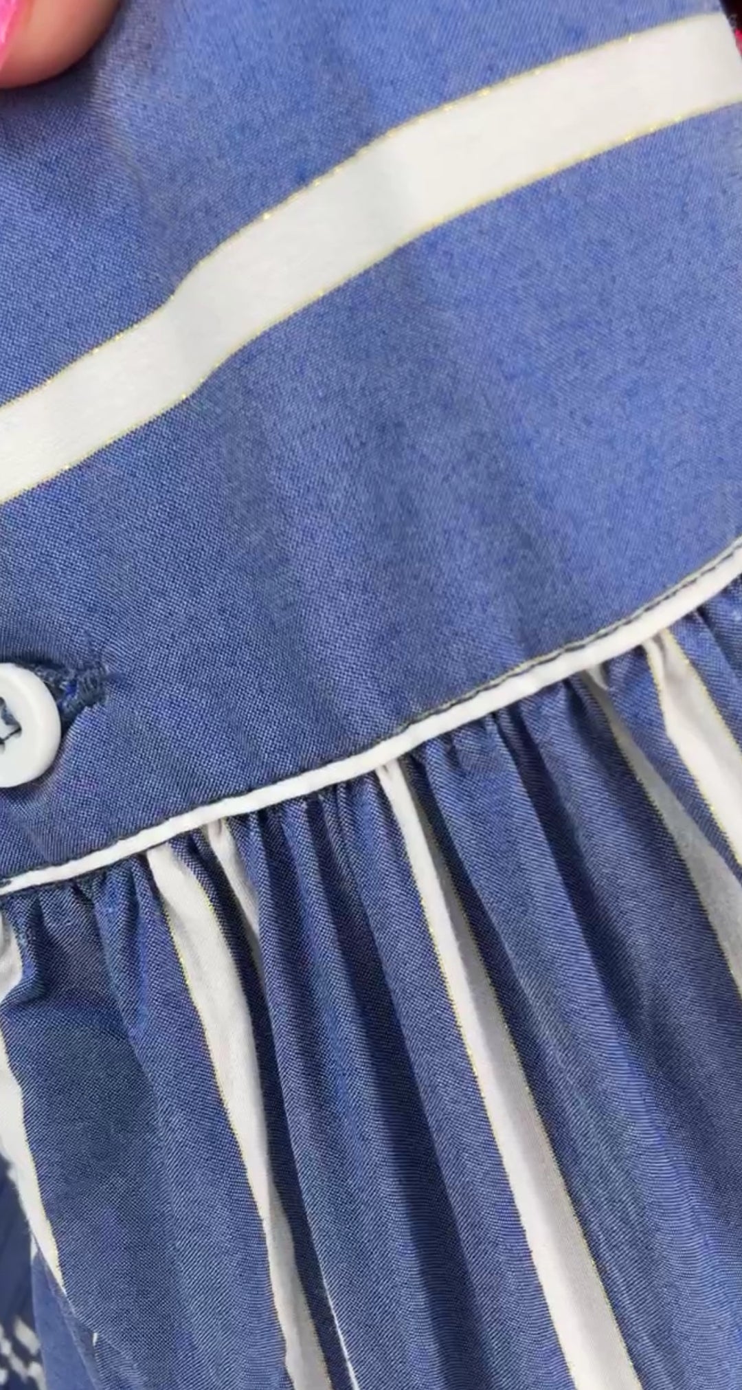 Vestido Azul con Blanco y Oro Rallas Princess Midi (#352)