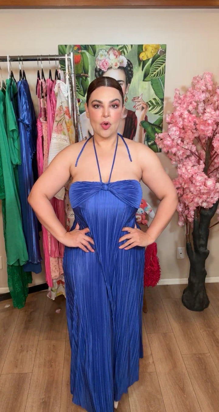 Vestido Azul Plizado Midi 90’s (#151)
