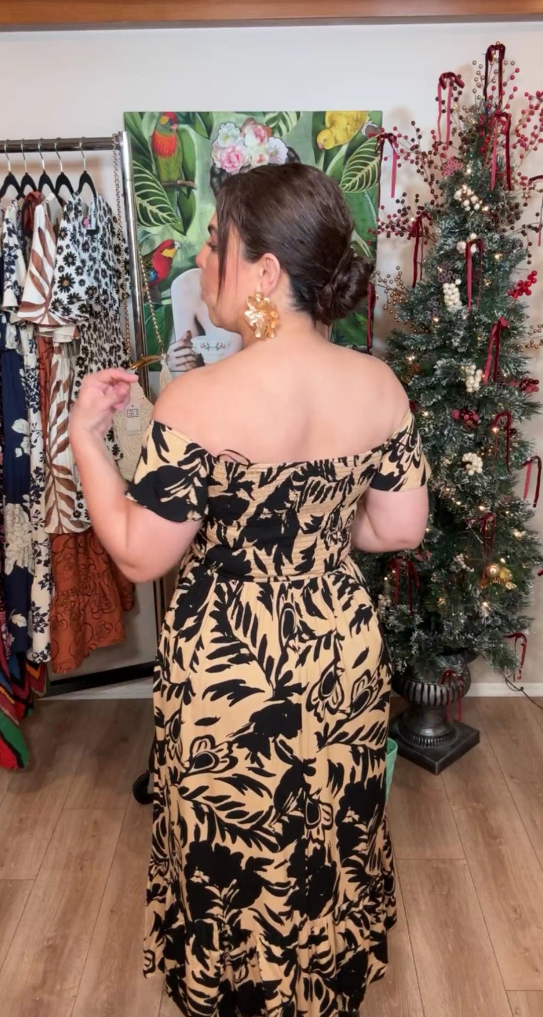 Vestido Mocha Flor Negra Intenso (#178)