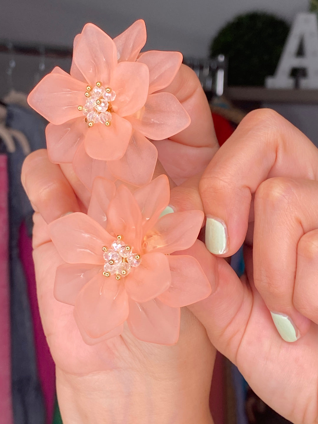 Arete Durazno Flor 3D Mediano (#120)