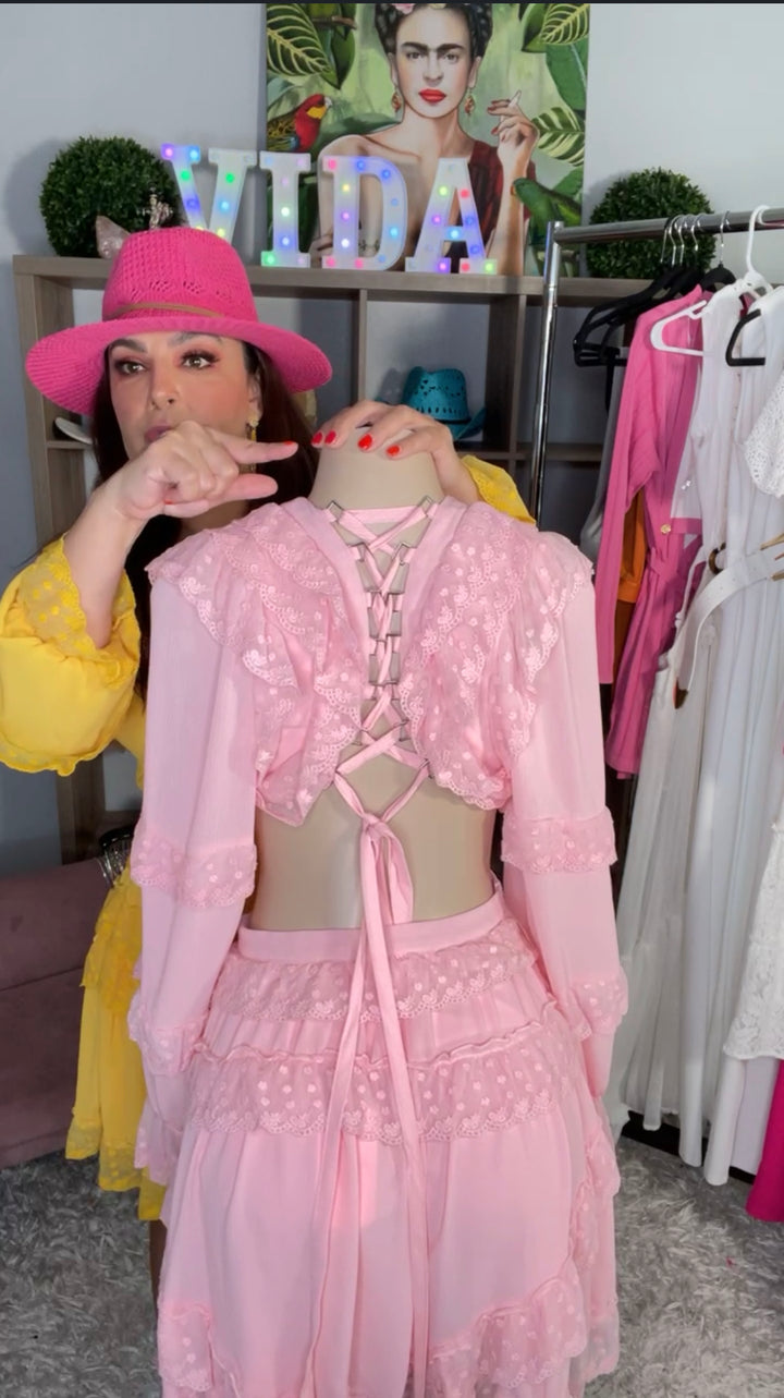 Vestido Latiste Blush Cintas Mini (#206)