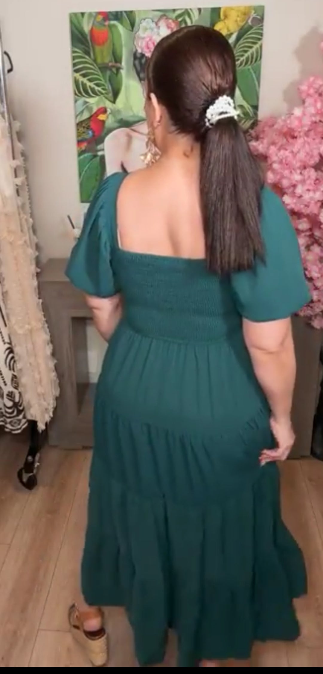 Vestido Verde Busto Corazon Espalda Elastica Midi (#133)