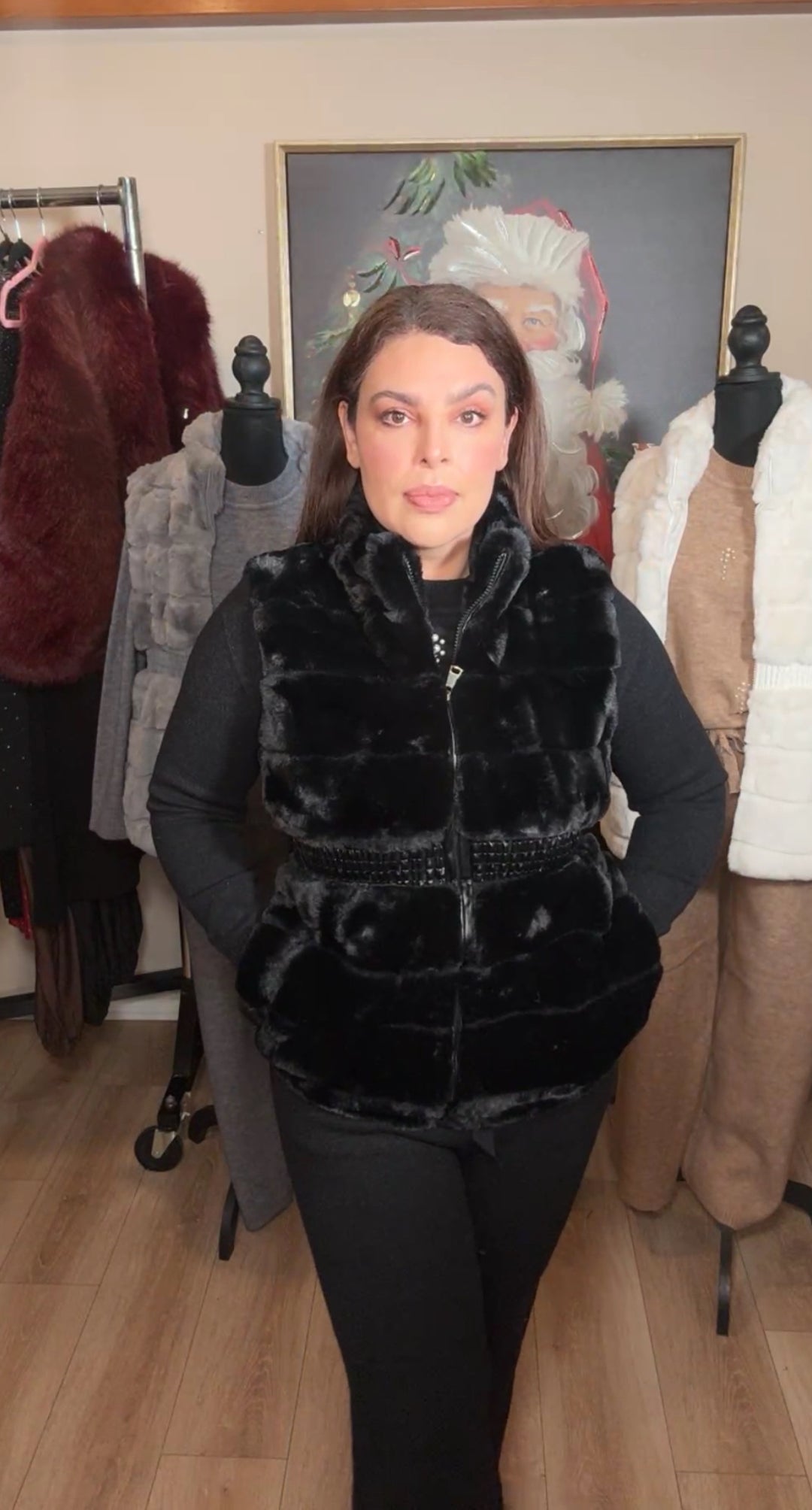 Chaleco negro fur &amp; leather (