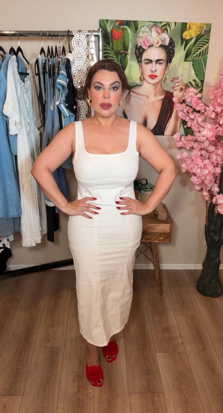Vestido Blanco Mezclilla Bodycon Midi (#137)