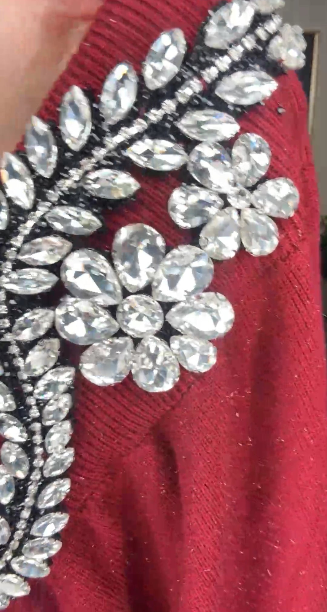 Falda vino pedrería aplicación pencil skirt de punto midi (#118)