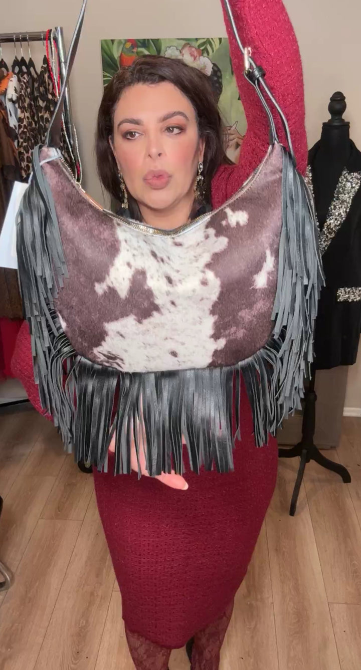 Bolsa Blanco y Negro Vaca Barbas M (#102)