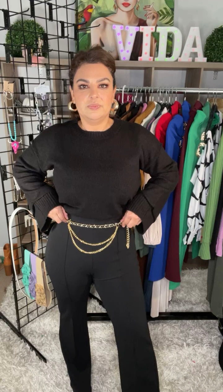 Pantalon Negro Palazo Cadera CC Cubana Stretch (#202)