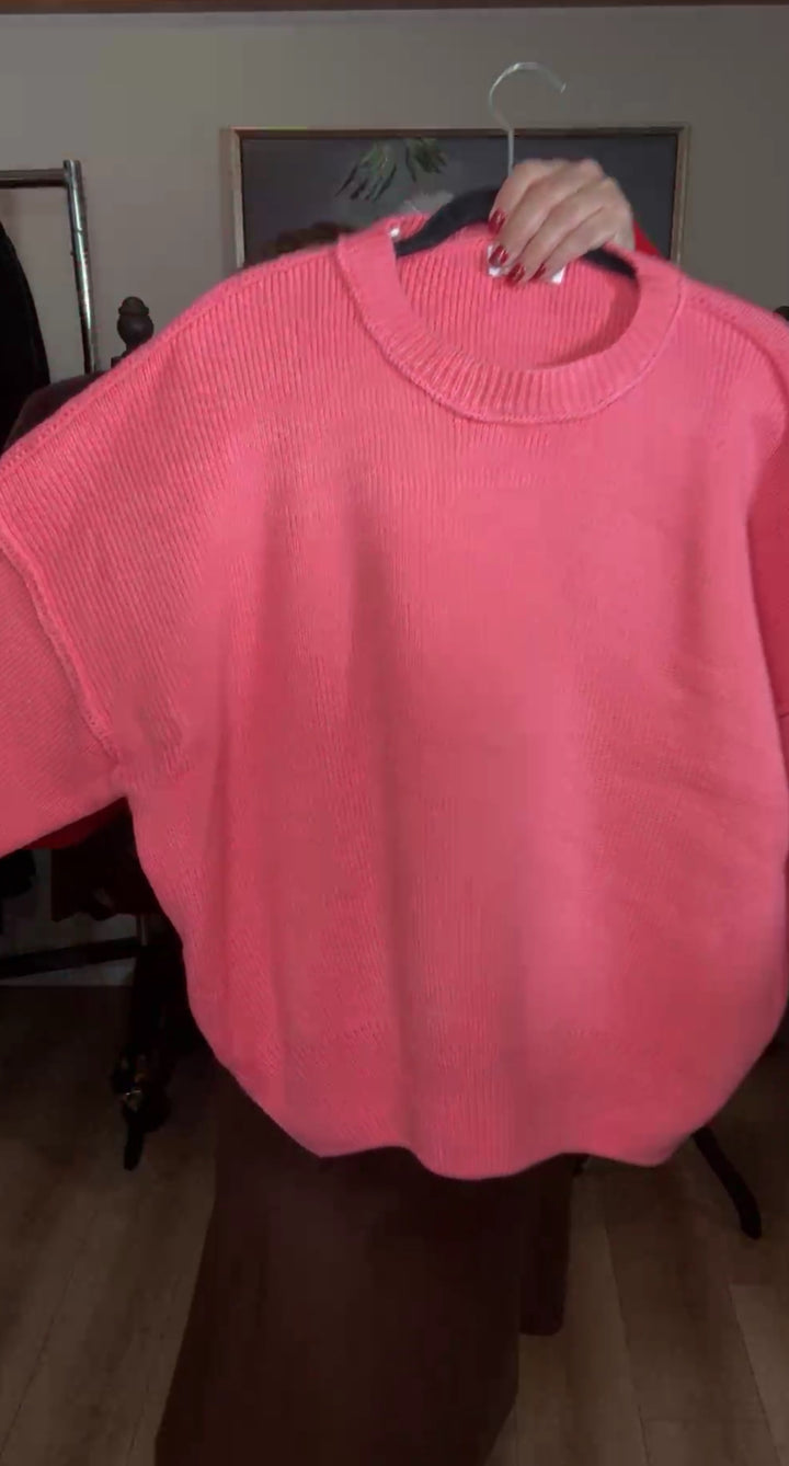 Sweater rosa chicle punto grueso (#209)