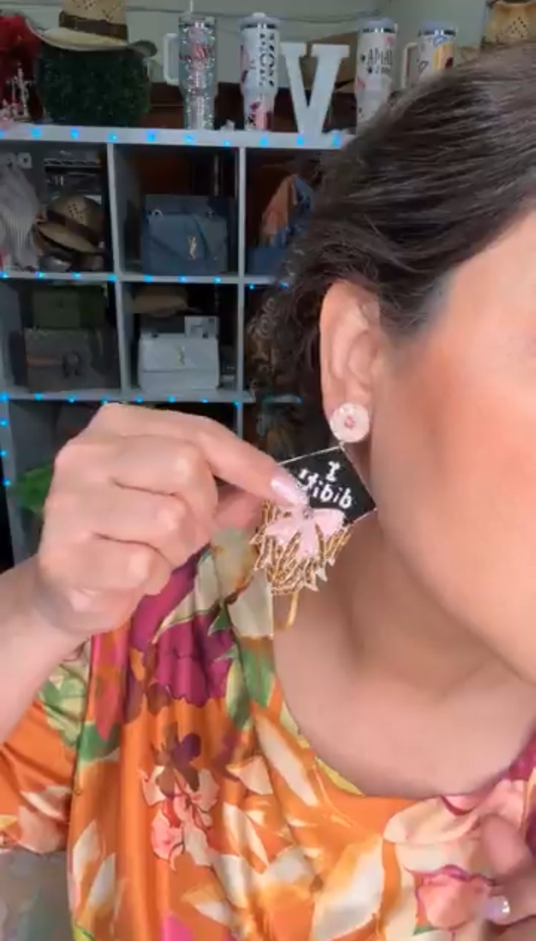 Arete Rosa y Negro Graduacion (#121)