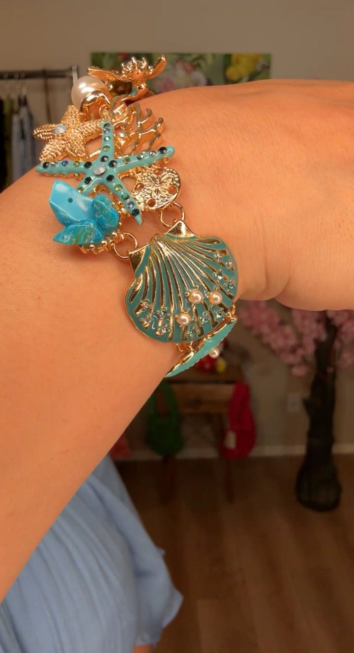 Set Aqua Mar Conchas y Estrella con Dorado (#175)