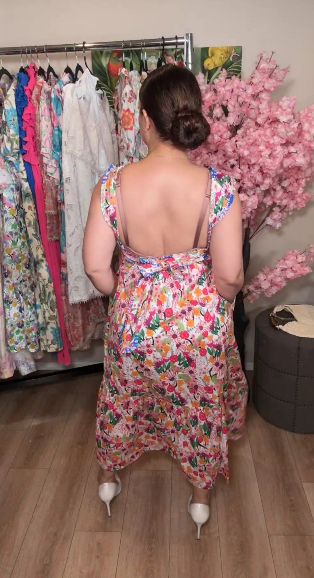 Vestido multi tono floral colorido maxi (