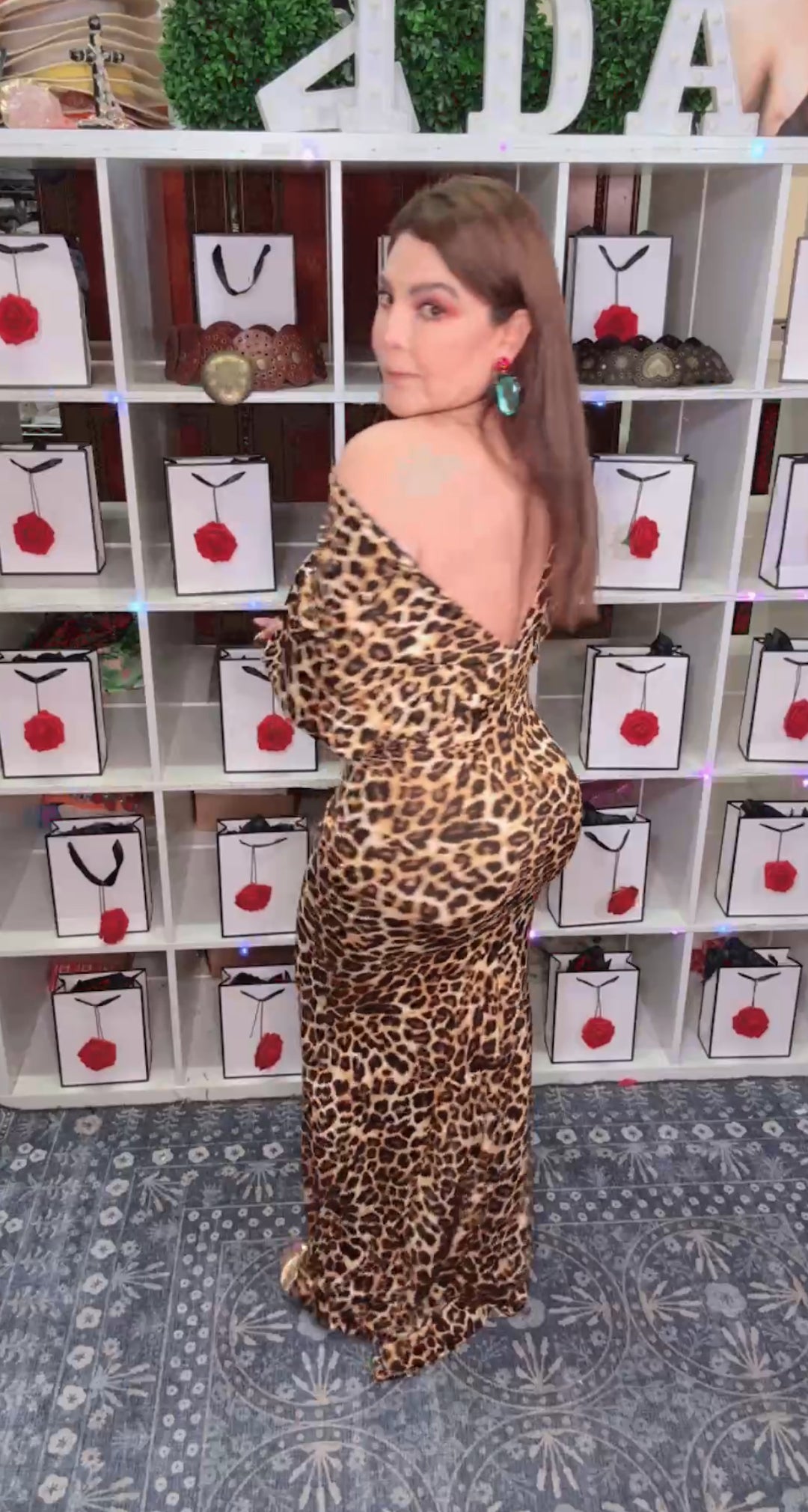 Vestido Negro y Café Leopardo Bodycon Maxi Ultra Stretch (#416)