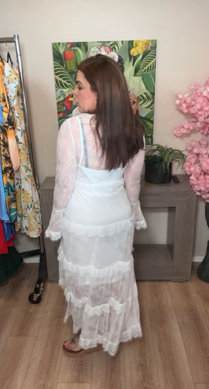 Vestido Blanco Encaje Western Maxi (#156)