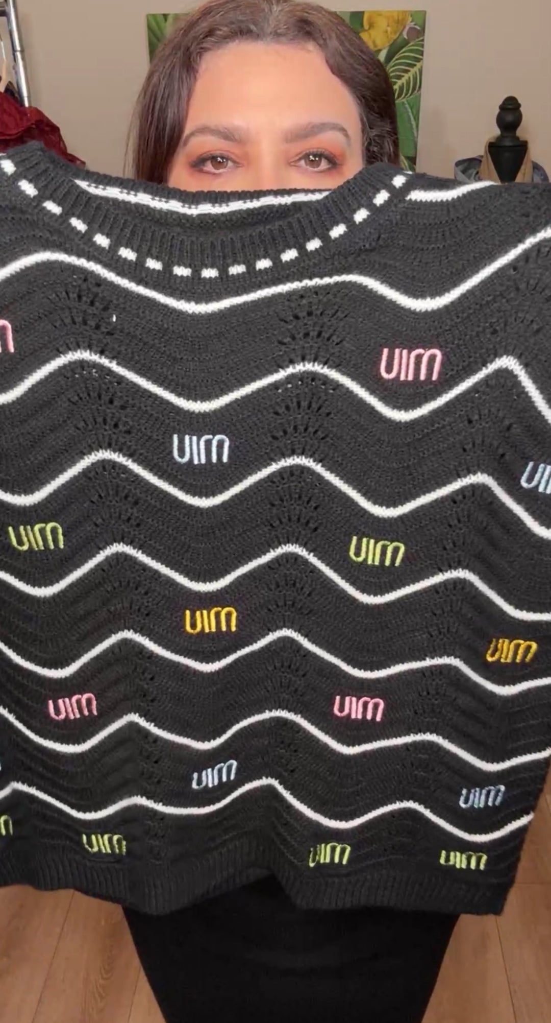 Sweater negro de punto MIU multítono (#141)