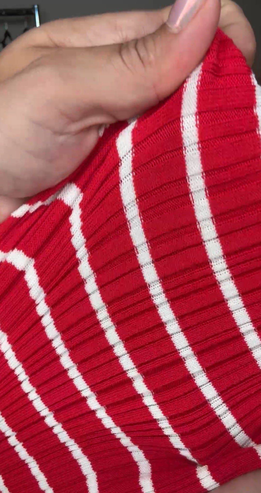 Vestido Rojo Y Blanco Rayado Knit Midi (#144)