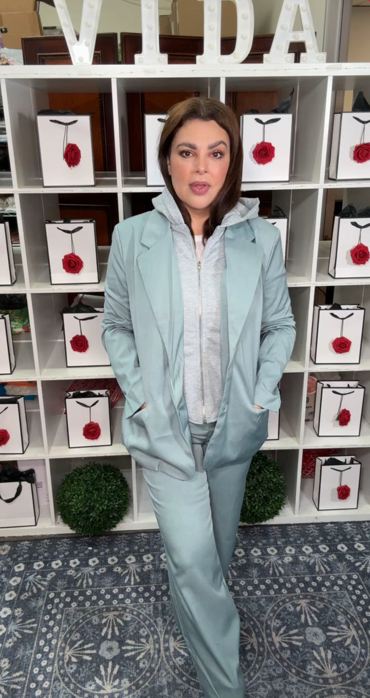 Set azul blazer & hoddie sport con pantalón (#119)