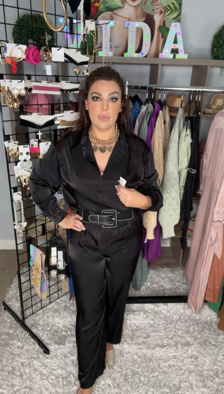 Set Negro Satidnado Camisa y Palazo (#175)