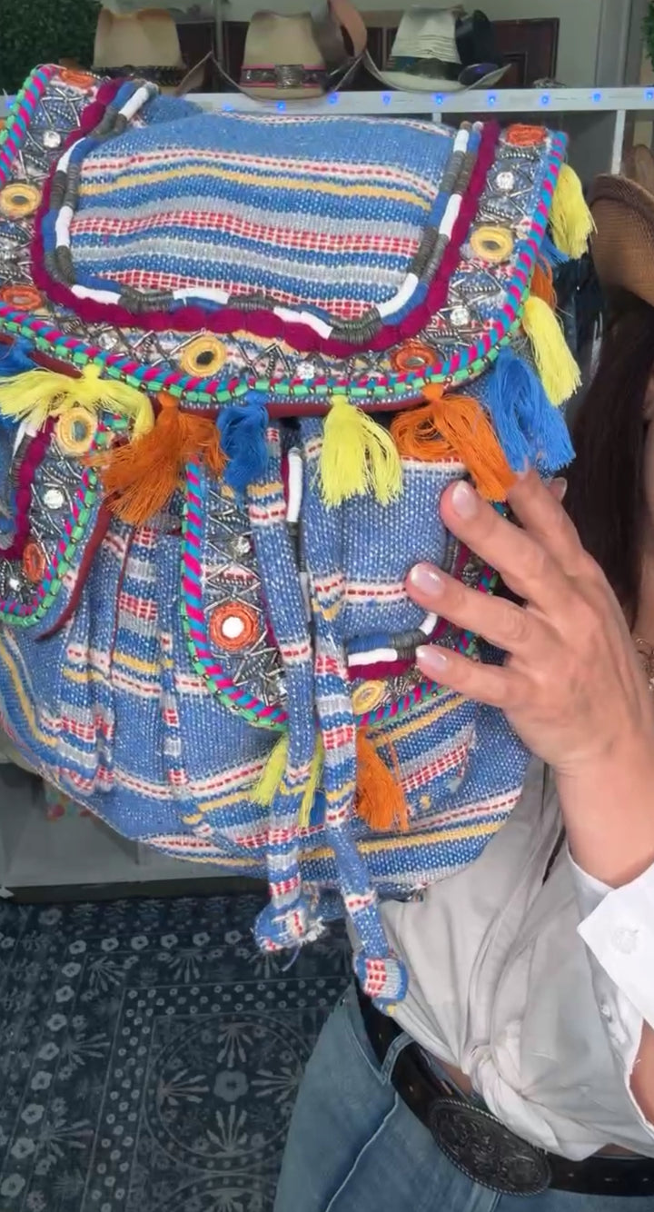 Mochila azul tonos multi bohemia (#165)